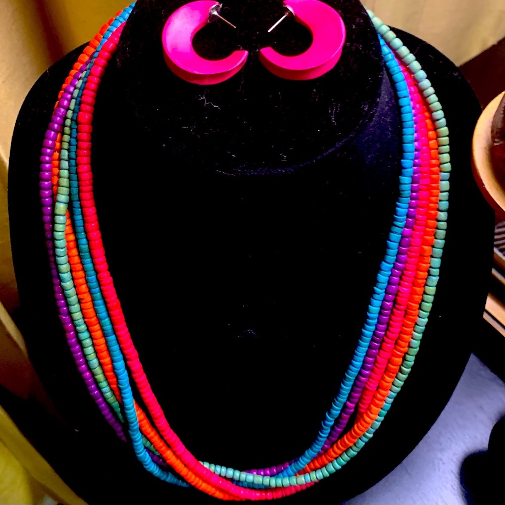 Colorful Multi-strand Wooden Necklace